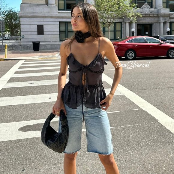 BLOGGER'S FAVE! Zara Ruffled Semi-Sheer Top NWT - Picture 4 of 16